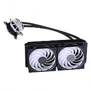 Sapphire NITRO+ S240-A AIO CPU Cooler  Radiator Dimensions: 273mm x 120.5mm x 52.5mm  Radiator Material: Aluminum  Radiator Fan System Fans: (120mm x 120mm x 25mm) x2  System Fan Speed: Minimum 450rpm (+/-100rpm)                                   Maximum 2400rpm (+/-100rpm)  Fan Noise (min-max)_1