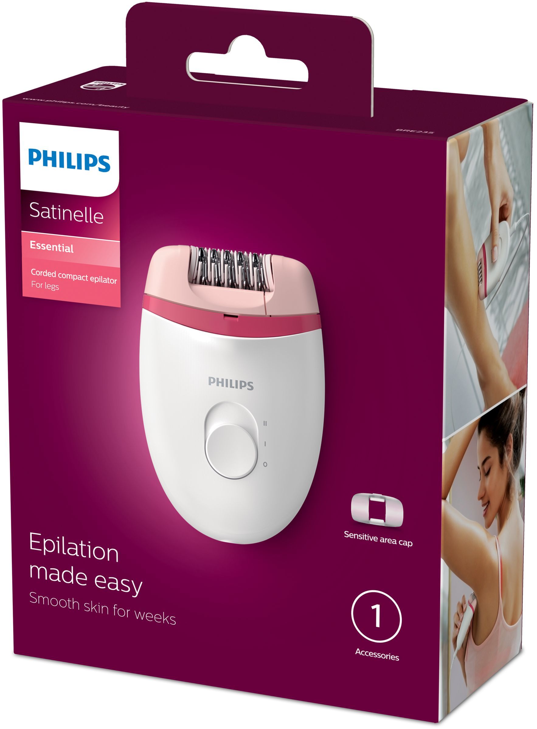 Philips Satinelle Essential BRE235/00 epilator Pink, White_2