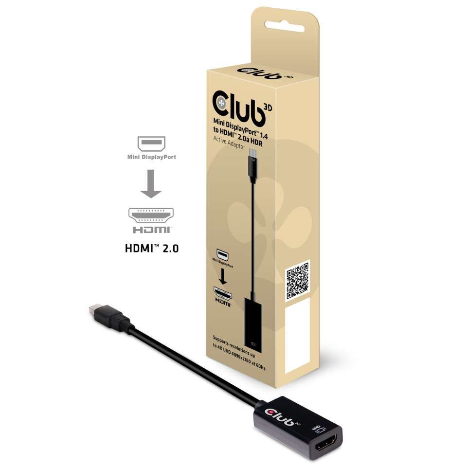 CLUB 3D CAC-1180 Mini DisplayPort 1.4 to HDMI 2.0b HDR Active Adapter_2