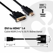 CLUB3D DVI to HDMI 1.4 Cable M/M 2m/ 6.56ft Bidirectional_3