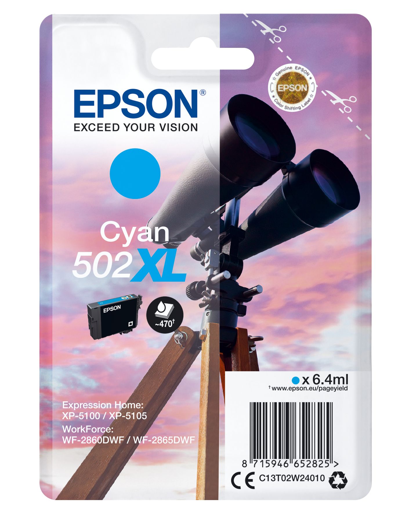 Cartus cerneala Epson C13T02W24010 ,Albastru ,470 pagini ,Original (502XL)