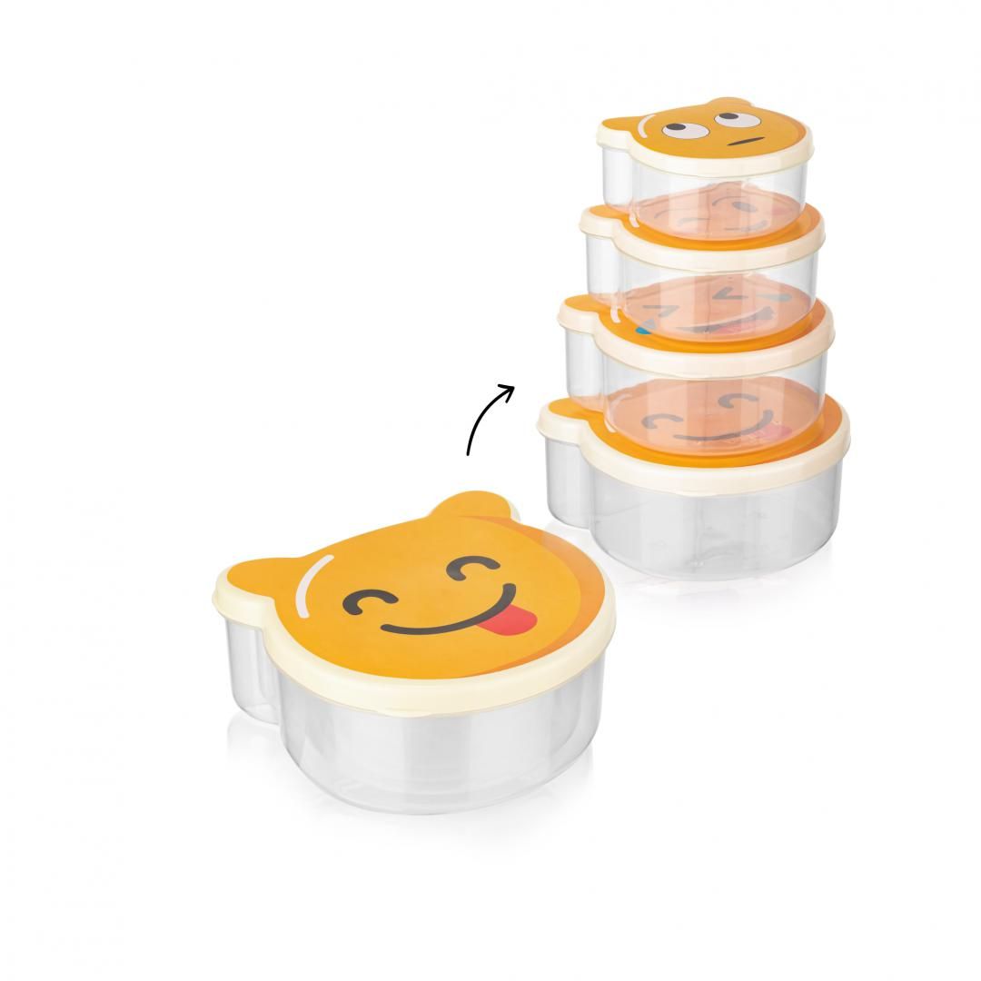 SET 4 CASEROLE  CU CAPAC , PLASTIC, SMILEY, ART OF DINING BY HEINNER_3