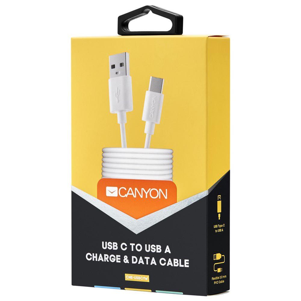 CANYON UC-1 Type C USB Standard cable, cable length 1m, White, 15*8.2*1000mm, 0.018kg_1