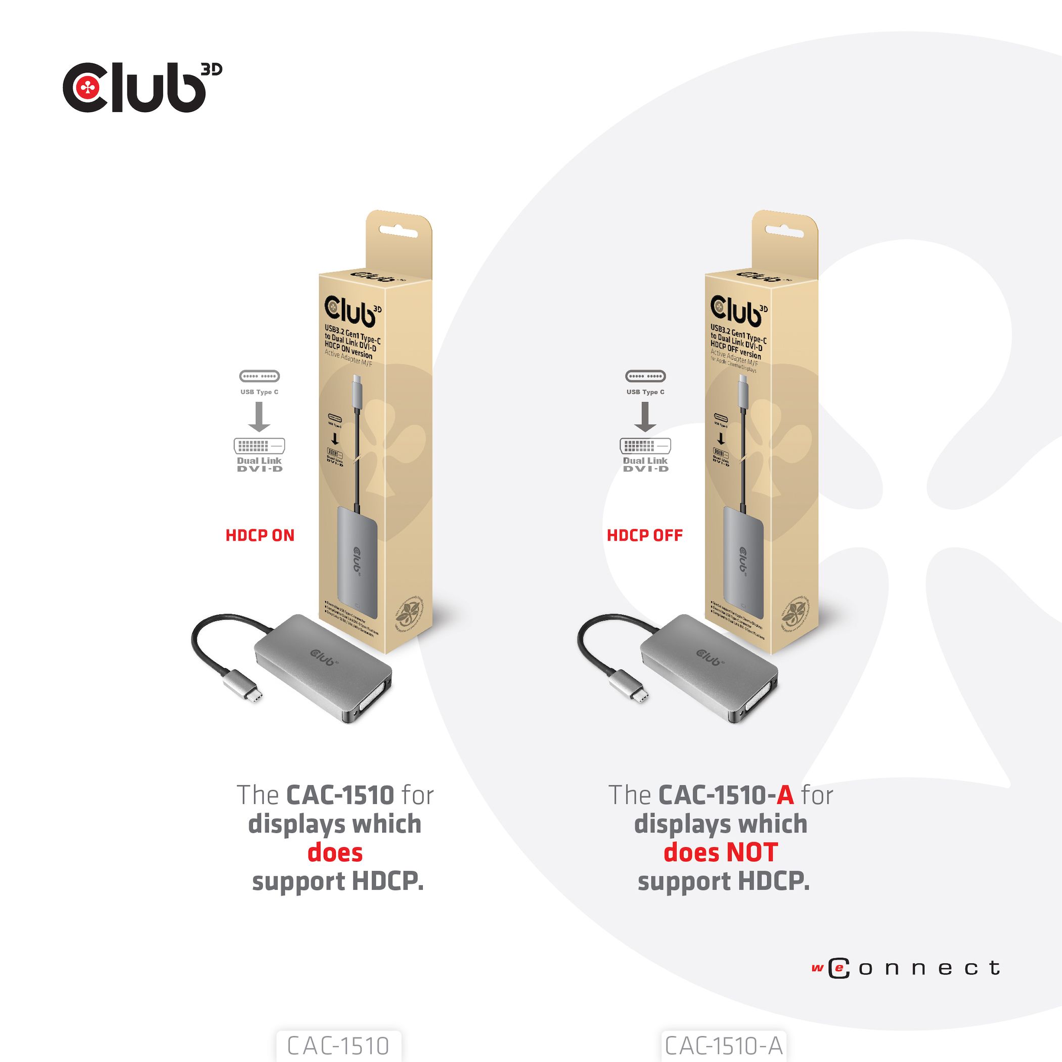 CLUB3D USB3.2 Gen1 Type-C to Dual Link DVI-D HDCP ON version Active Adapter M/F_3