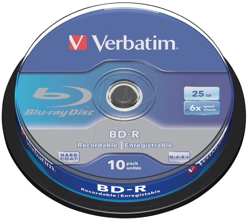 VERBATIM 43742 BluRay BD-R SINGLE LAYER Verbatim Spindle 10 25GB 6x_1