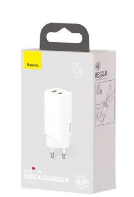 INCARCATOR retea Baseus GaN2 Lite, Quick Charge 65W, 1 x USB 5V/3A, 1 x USB Type-C 5V/3A, alb 