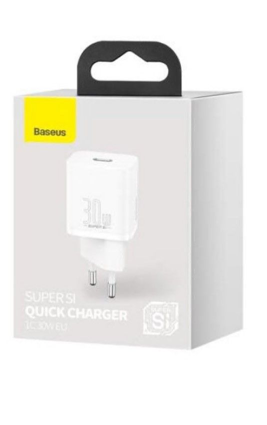 INCARCATOR retea Baseus Super Si, Quick Charge 30W, 1 x USB Type-C 5V/3A si 1 x USB 5V/3A, alb 