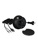 ICY BOX Table Hub 4x USB 3.0 Type-A with Audio in-/output and Schuko Socket CEE 7/3 diameter 80 mm Black