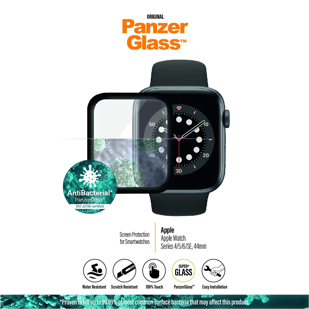 PanzerGlass Apple Watch 4/5/6/SE (44 mm) Curved Edges Anti-Bacterial_8