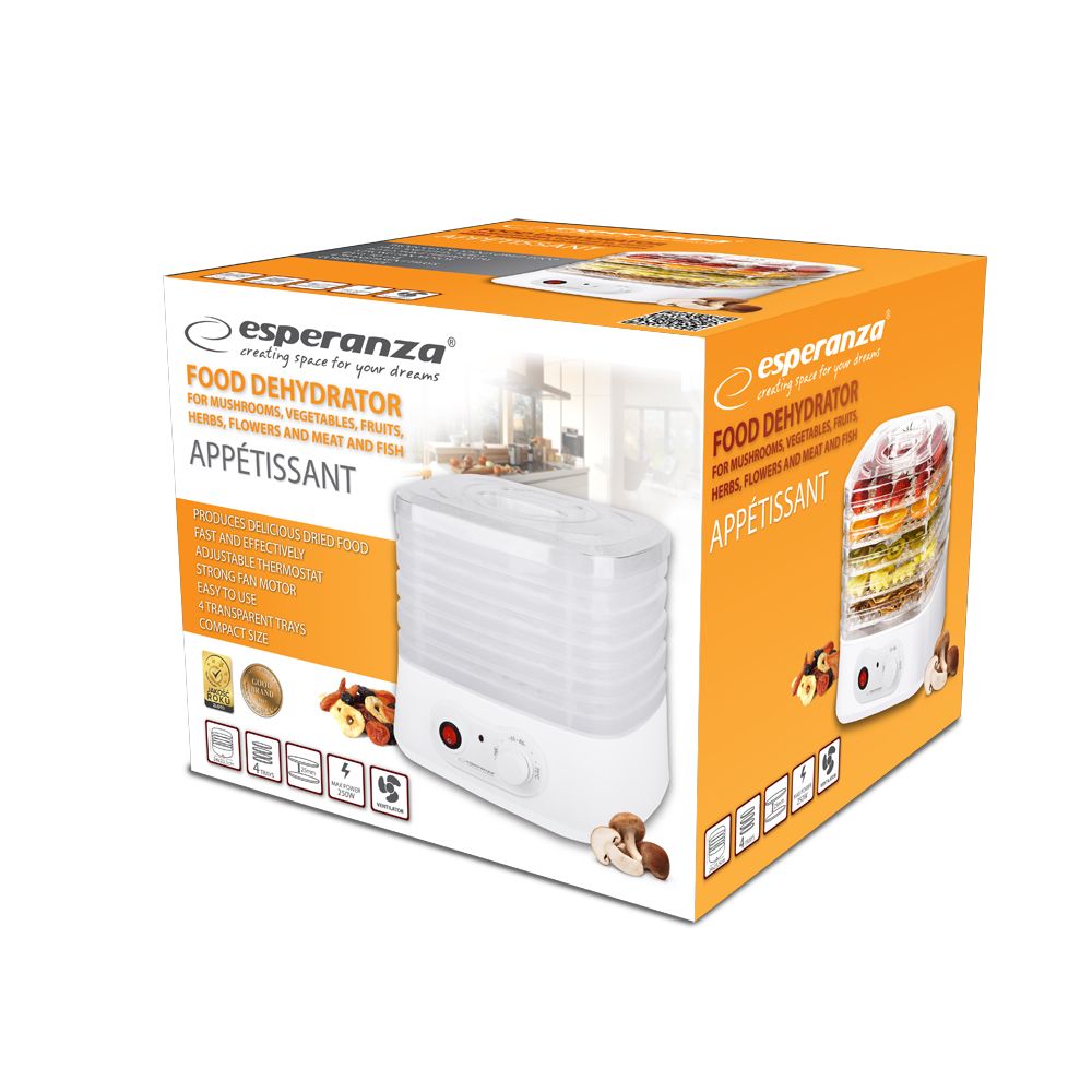 Esperanza EKD004 Food dehydrator,Transparent,White 250 W_3