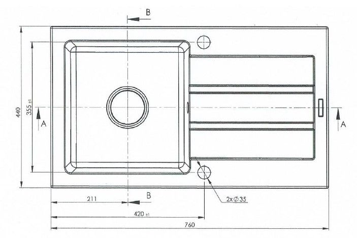 Single-bowl sink with draining board Maidsinks Promo 76x44 1B 1D E070053701_2