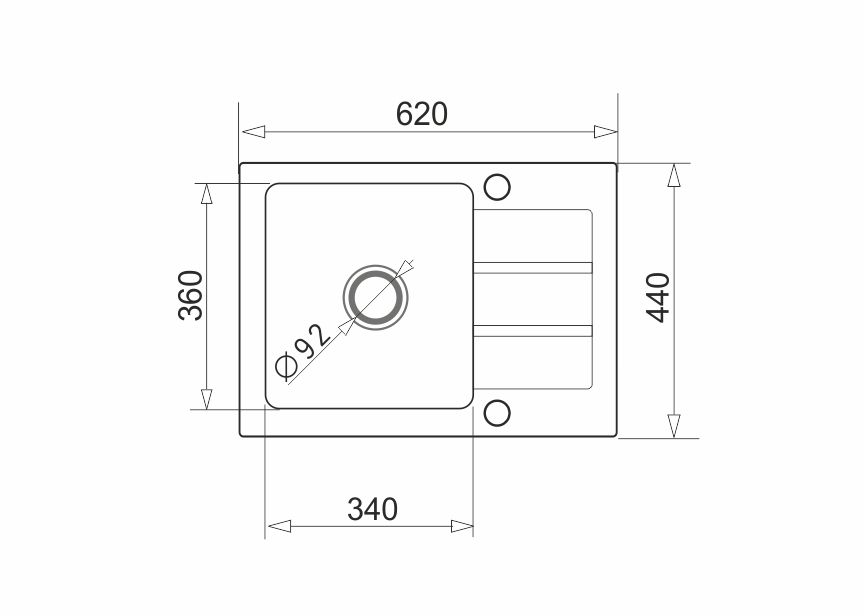 One-bowl sink with draining board Maidsinks Promo 62x44 1B 1D E070053701_2