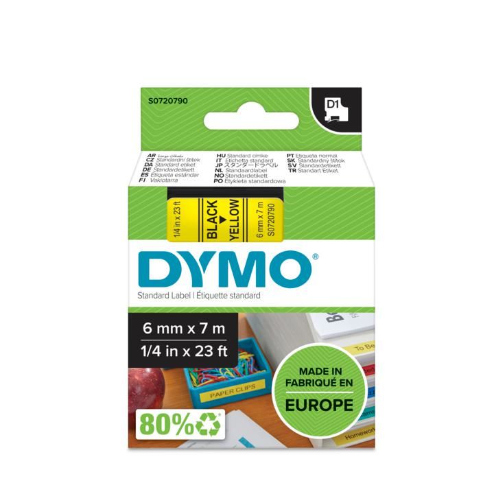 DYMO D1 Standard - Black on Yellow - 6mm_2