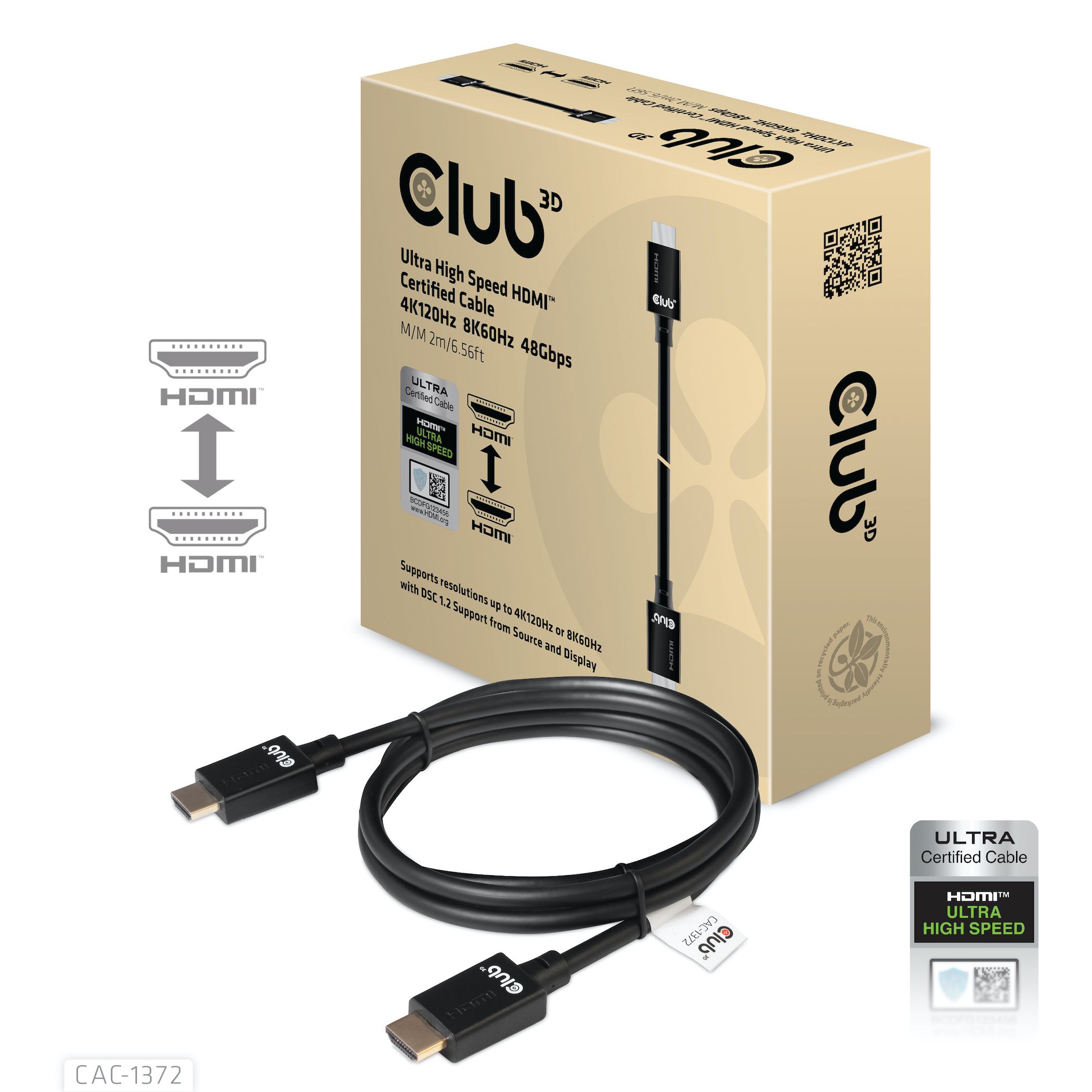 CLUB3D Ultra High Speed HDMI™2.1 Cable 10K 120Hz 48Gbps M/M 2 m./6.56 ft._6