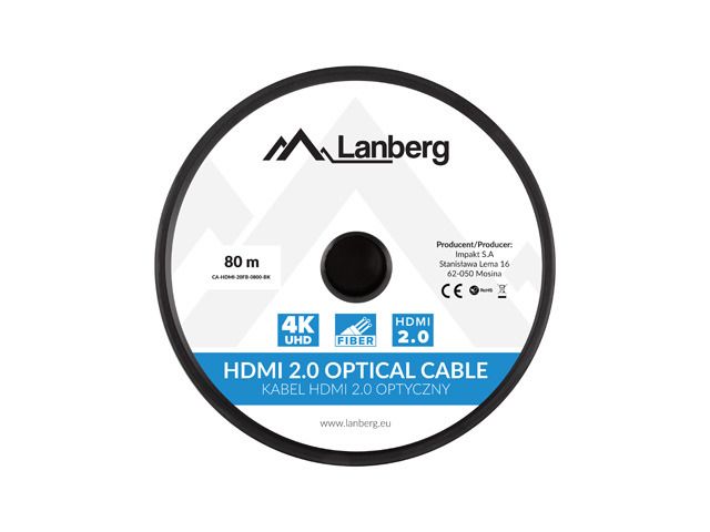 Lanberg CA-HDMI-20FB-0800-BK optical cable HDMI M/M 80m v2.0 4K AOC_5