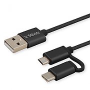 Savio CL-128 USB cable 1 m USB 2.0 USB A USB C/Micro-USB A Black_1