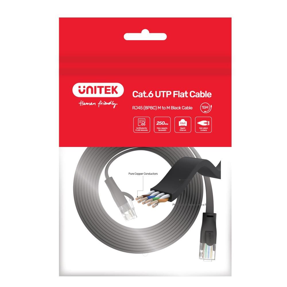 UNITEK Cat 6 UTP RJ45 (8P8C) Flat Ethernet Cable 20m_4