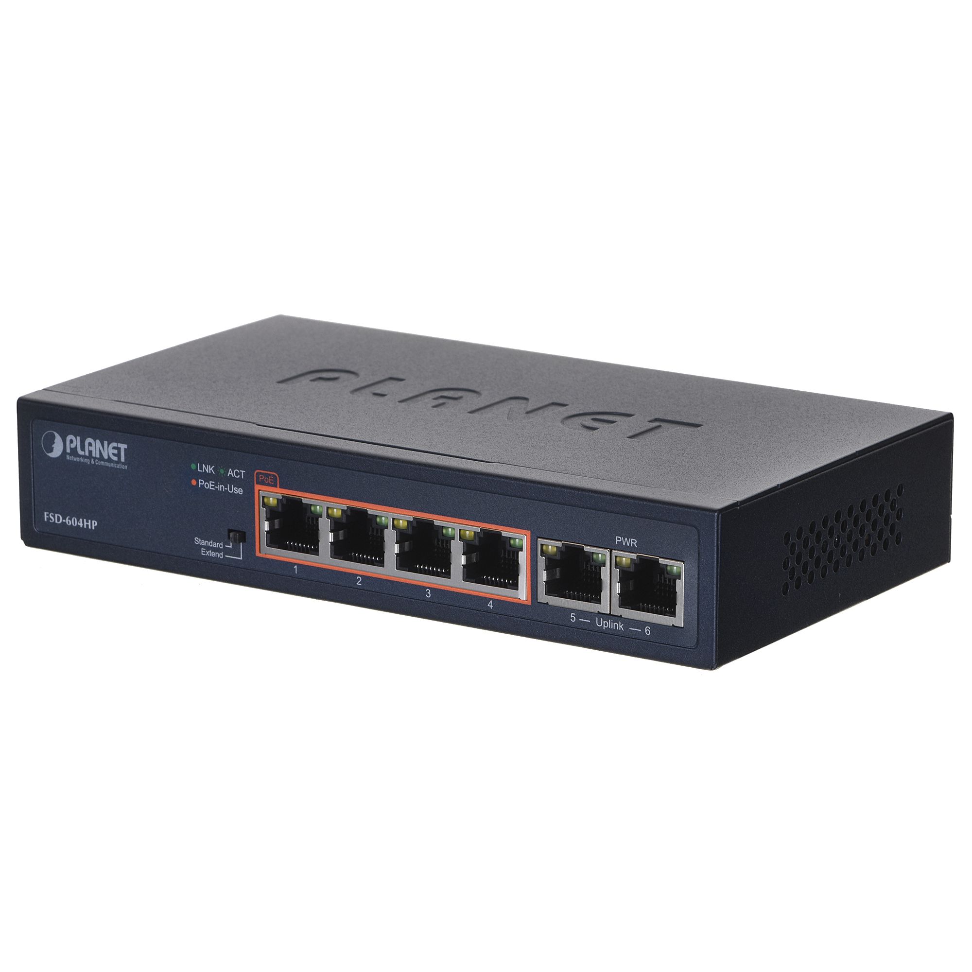 PLANET FSD-604HP network switch Unmanaged Fast Ethernet (10/100) Power over Ethernet (PoE) Blue_1