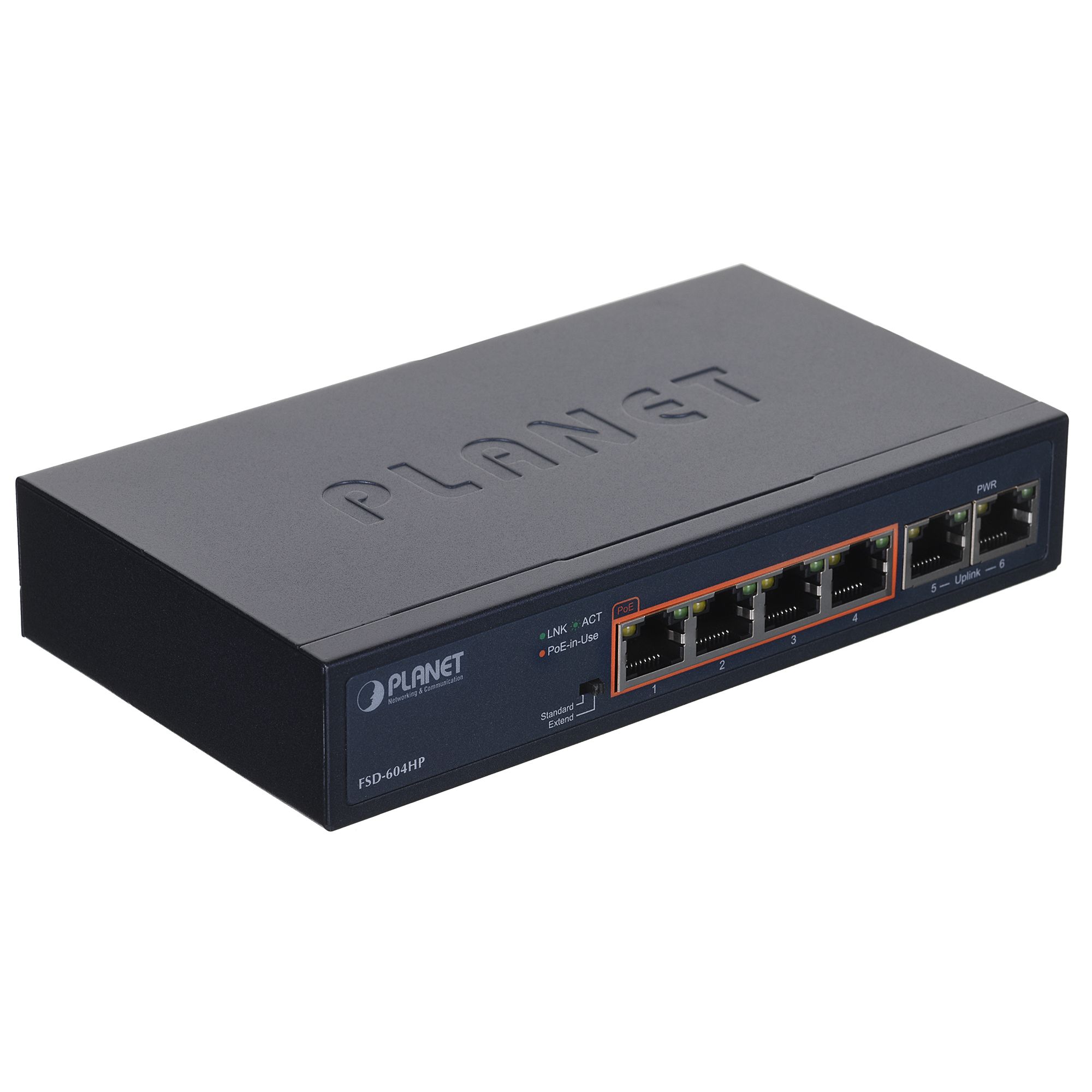 PLANET FSD-604HP network switch Unmanaged Fast Ethernet (10/100) Power over Ethernet (PoE) Blue_2