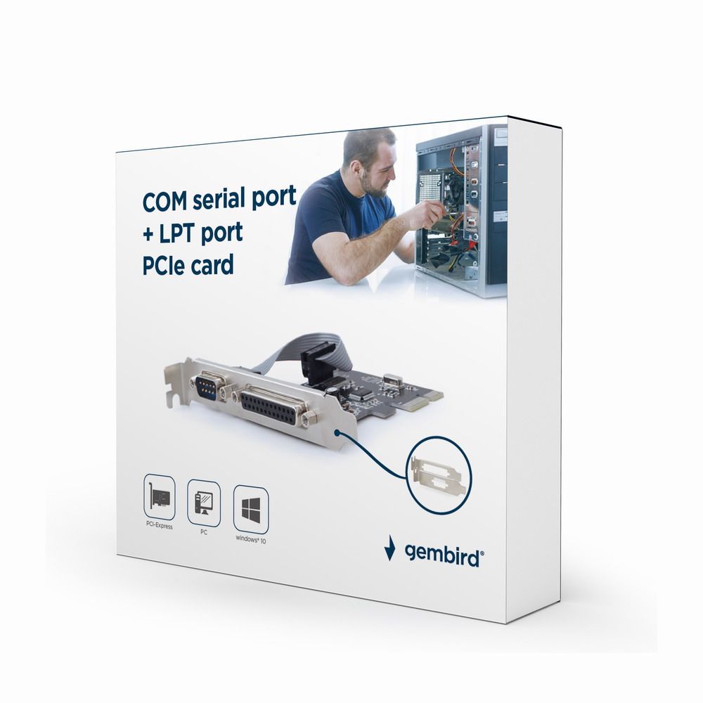 Gembird PEX-COMLPT-01 COM serial port + LPT port PCI-Express add-on card, with extra low-profile bracket_3