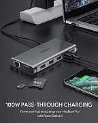 AUKEY CB-C78 interface hub 5000 Mbit/s Black | Aluminium | 12in1 | RJ45 Ethernet 10/100/1000Mbps | 2xUSB 3.1 | 2xUSB 2.0 | 2xHDMI 4k@30Hz | VGA | SD & microSD | USB-C_5