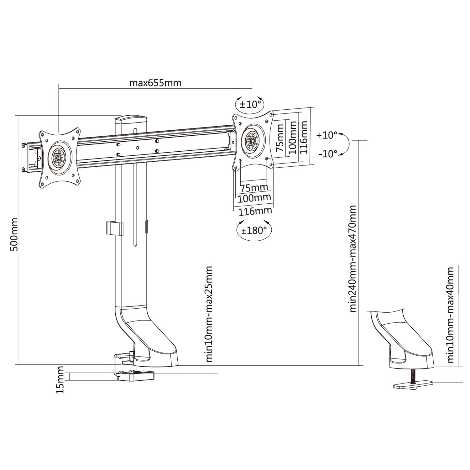 Maclean MC-854 Holder for two monitors / double 17 