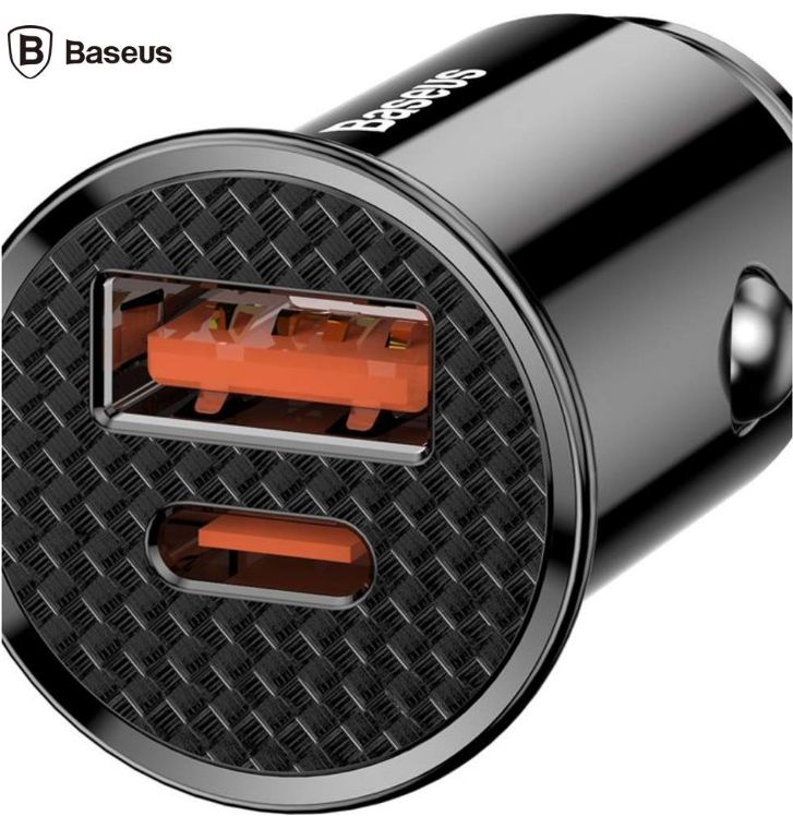 INCARCATOR AUTO Baseus Circular Plastic PPS, 1 x USB Output 4.5V/5A, 1 x USB Type-C Output 5V/3A, total output 30W, pt. bricheta auto, negru 