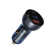 INCARCATOR AUTO Baseus Particular Digital Display QC + PPS, 1 x USB Output 4.5V/5A, 1 x USB Type-C Output 5V/3A, total output 65W, pt. bricheta auto, afisaj digital, gri 