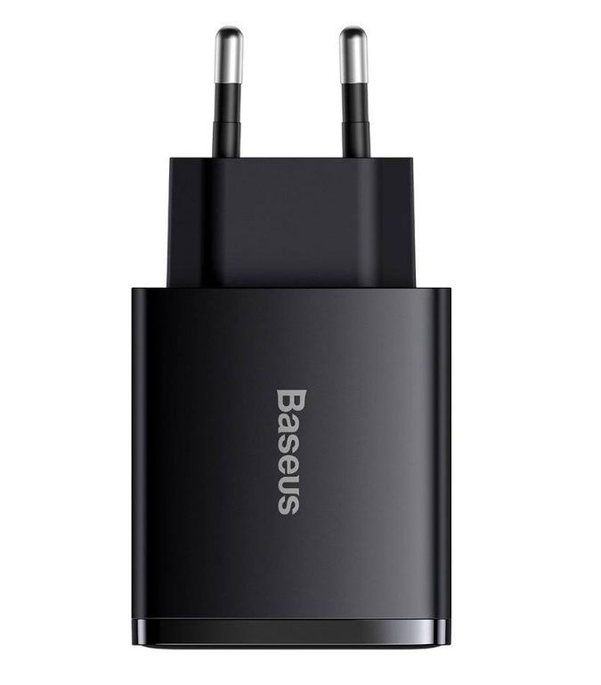 INCARCATOR RETEA Baseus Compact, Quick Charge 30W, 2 x USB Type-C Output 5V/3A, 1 x USB Output 5V/3A, negru 
