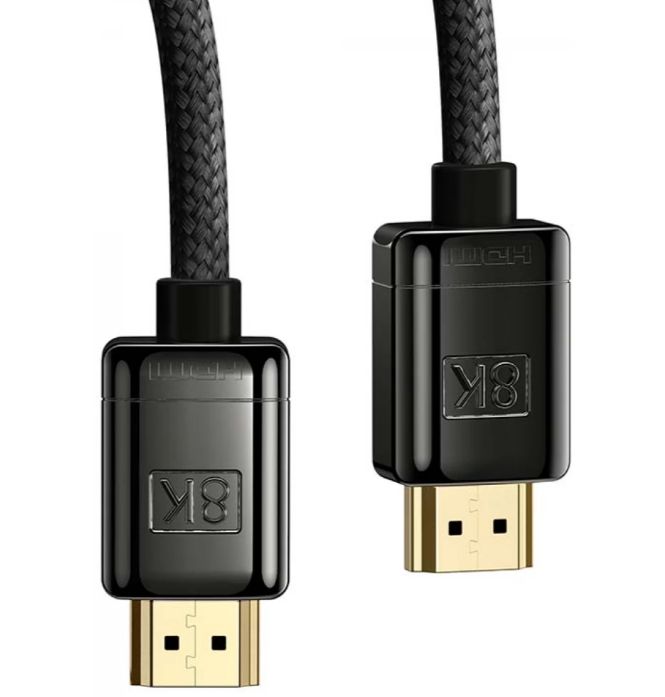 CABLU video Baseus High Definition, HDMI (T) la HDMI (T), rezolutie maxima 8K UHD (7680 x 4320) la 60 Hz, conectori auriti, alaj zinc braided, 2m, negru 