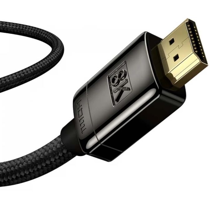 CABLU video Baseus High Definition, HDMI (T) la HDMI (T), rezolutie maxima 8K UHD (7680 x 4320) la 60 Hz, conectori auriti, alaj zinc braided, 2m, negru 