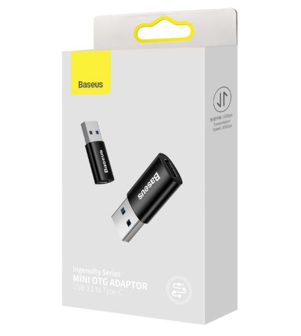 ADAPTOR Baseus Ingenuity Series Mini OTG, USB 3.1 (T) to USB Type-C (M), corp metalic, negru 