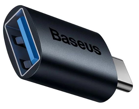 ADAPTOR Baseus Ingenuity Series Mini OTG, USB Type-C (T) to USB 3.1 (M), corp metalic, albastru  ZJJQ000003