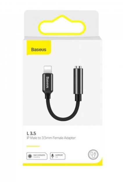 CABLU ADAPTOR Baseus, 1 x USB Type-C (T) la 1 x Jack 3.5mm (M), lungime cablu brodat 12 cm, gri 