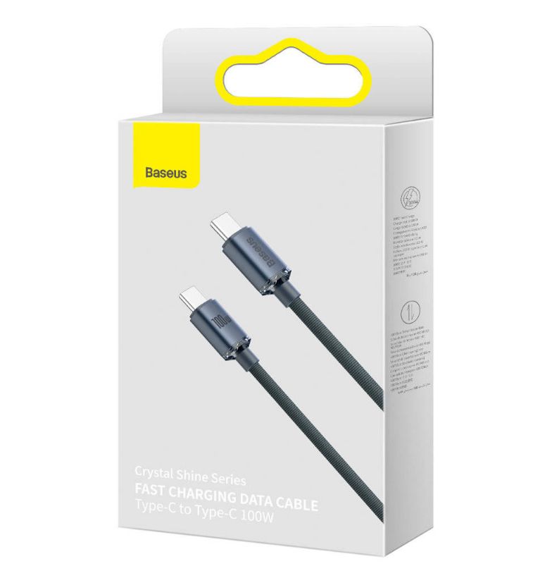 CABLU alimentare si date Baseus Crystal Shine, Fast Charging Data Cable pt. smartphone, USB Type-C la USB Type-C 100W, 2m, braided, negru 