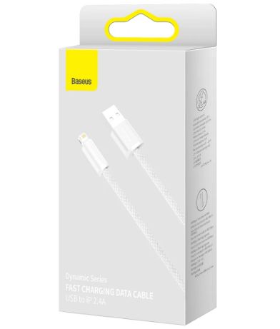 CABLU alimentare si date Baseus Dynamic Series, Fast Charging Data Cable pt. smartphone, USB la Lightning Iphone 2.4A, 1m, braided, alb 