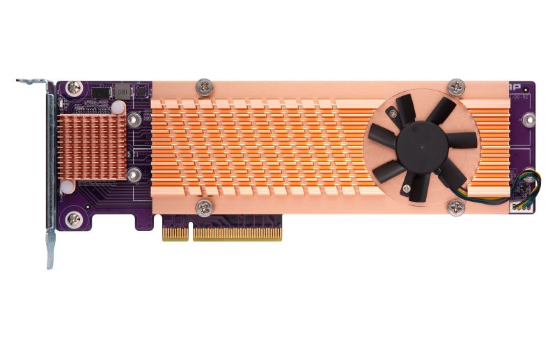 QNAP Quad M.2 PCIe SSD Erweiterung PCIe Gen3 x8 supports up to four M.2 2280 PCIe Gen3 x4_2