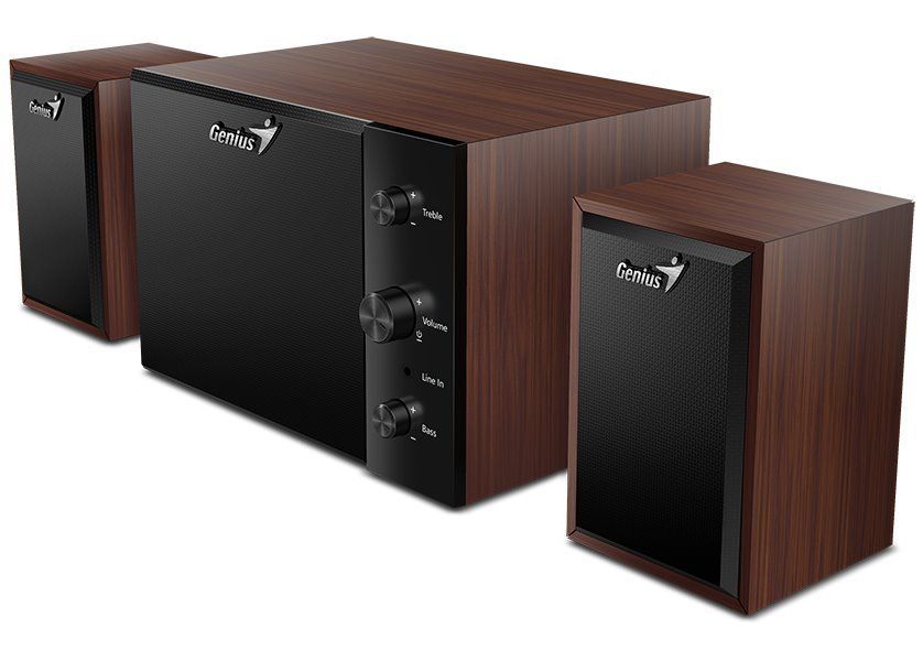 BOXE GENIUS 2.1, RMS: 15W (2 x 3.5W + 1 x 8W), cherry wood, 