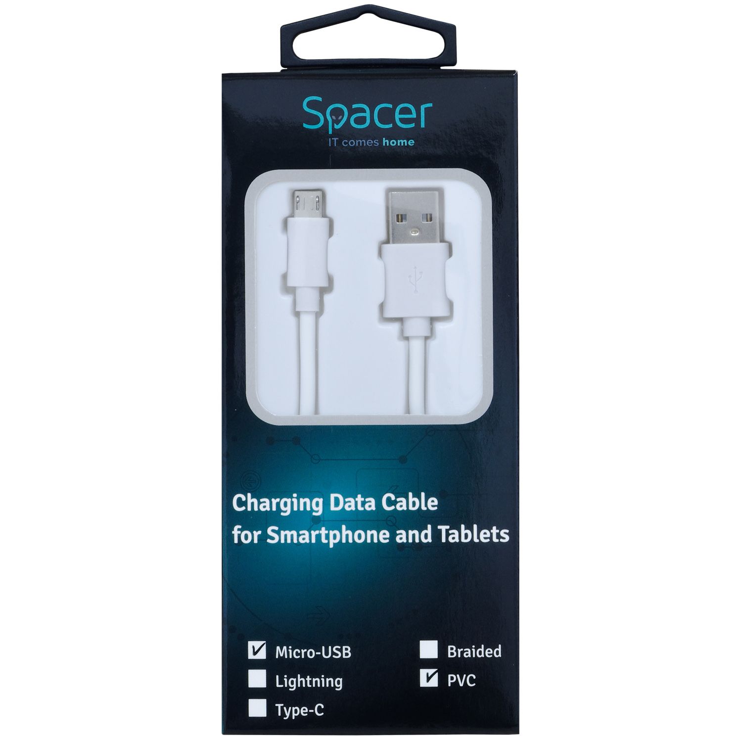 CABLU alimentare si date SPACER, pt. smartphone, USB 3.0 (T) la Type-C (T), 2.1A,  braided, retail pack, 1.8m, zebra,