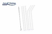 SET OF 6 STRAWS MADE OF GLASS + BRUSH FOR CLEANING the set contains: : 3 x straight straw + 3 x bent straw + 1 x brush for cleaning Sizes:200*8mm Weight / straw : 14.5g Material thickness:1.5 mm Color: transparent