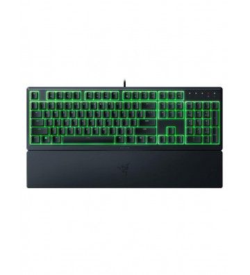 Tastatura Razer Ornata V3 X - Low Profile Gaming Keyboard - US Layout  TECH SPECS SWITCH TYPE Razer™ Membrane Switch APPROXIMATE SIZES Full Size LIGHTING Single Zone Razer Chroma™ RGB Lighting WRIST REST Yes ONBOARD MEMORY None MEDIA KEYS None PASSTHROUGH None CONNECTIVITY Wired - Attached KEYCAPS_2