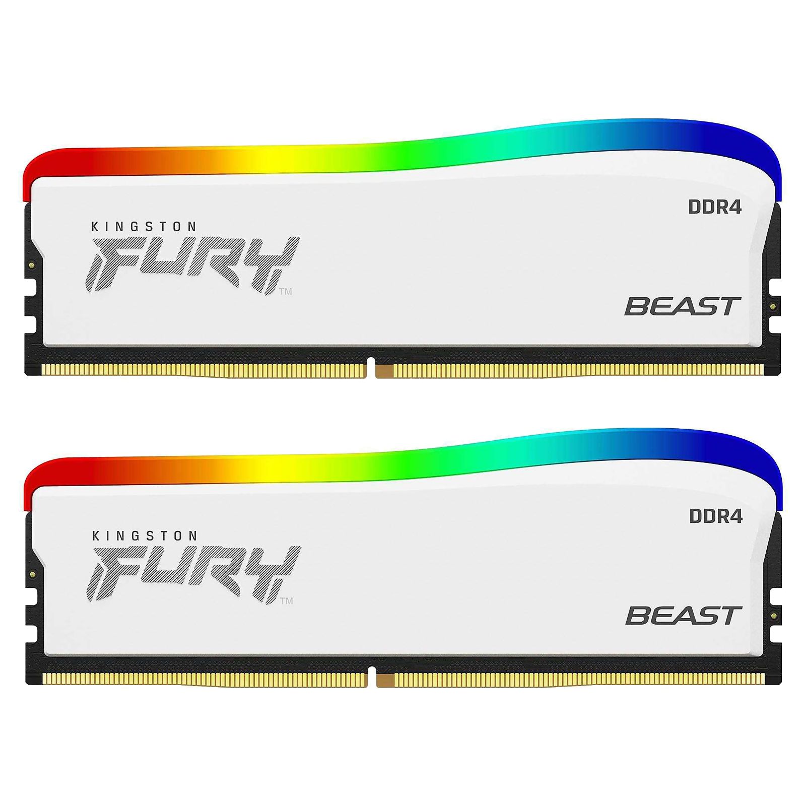 Memorie RAM Kingston Fury Beast White, DIMM, DDR4, 16GB, 3600MHz, CL18, 1.35V, Kit of 2, RGB SE_1