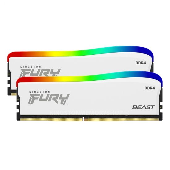 Memorie RAM Kingston Fury Beast White, DIMM, DDR4, 32GB, 3600MHz, CL18, 1.35V, Kit of 2, RGB SE_1