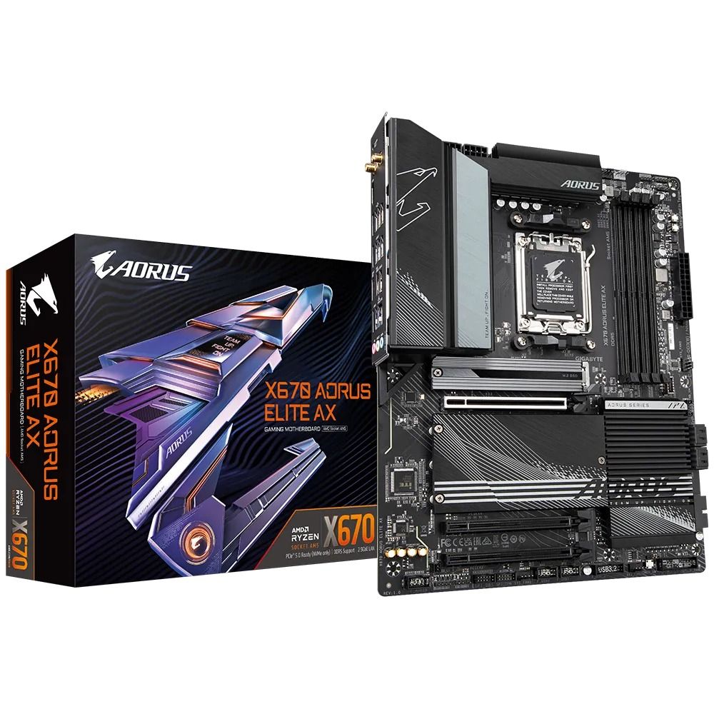 Placa de baza Gigabyte X670 AORUS ELITE AX AM5  General Recomandat pentru Gaming Da Format ATX Soclu procesor AM5 Producator chipset AMD Model chipset X670 Procesoare suportate AMD AM5 Socket Ryzen 7000 Series Interfata grafica PCI Express x16 4.0 RAID 0, 1, 10 Placa video integrata Necesita_2