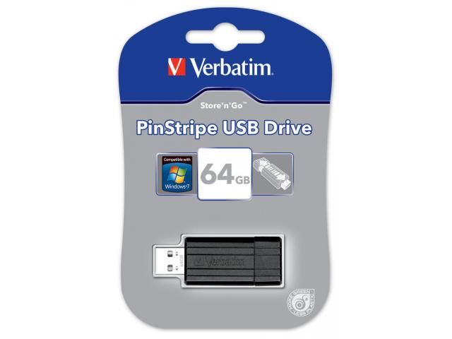 Stick memorie Verbatim Store 'n' Go PinStripe 64GB, USB 2.0, Black_1