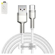 CABLU alimentare si date Baseus Cafule Metal, Fast Charging Data Cable pt. smartphone, USB la USB Type-C 66W, 2m, alb 