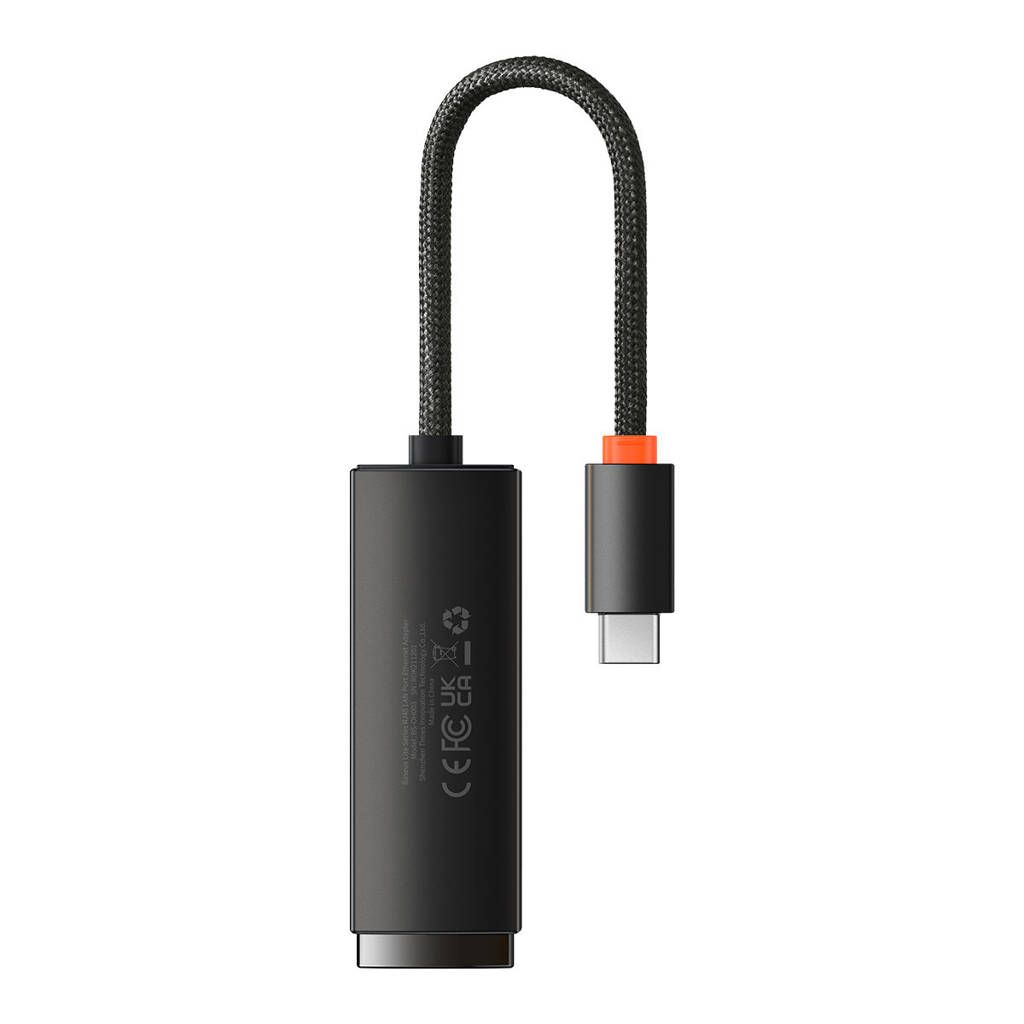 ADAPTOR RETEA Baseus Lite, USB Type-C to RJ-45 Gigabit LAN, LED, negru 