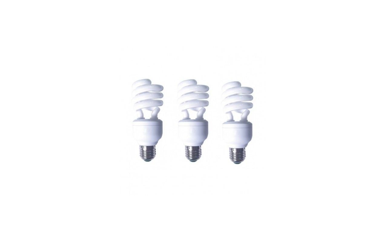 SET 3 becuri fluorescent Panasonic, soclu E27, putere 19W, forma spirala, lumina alb rece, alimentare 220 - 240 V, 
