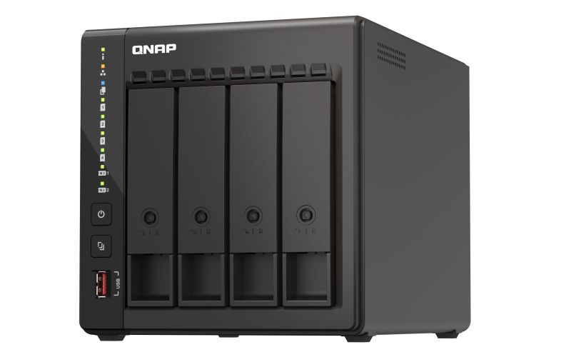NAS QNAP 453E 4-Bay, CPU Intel® Celeron® J6412 4-core/4-thread processor, burst up to 2.6 GHz, RAM 8 GB DDR4 onboard not expandable, HDD 2.5