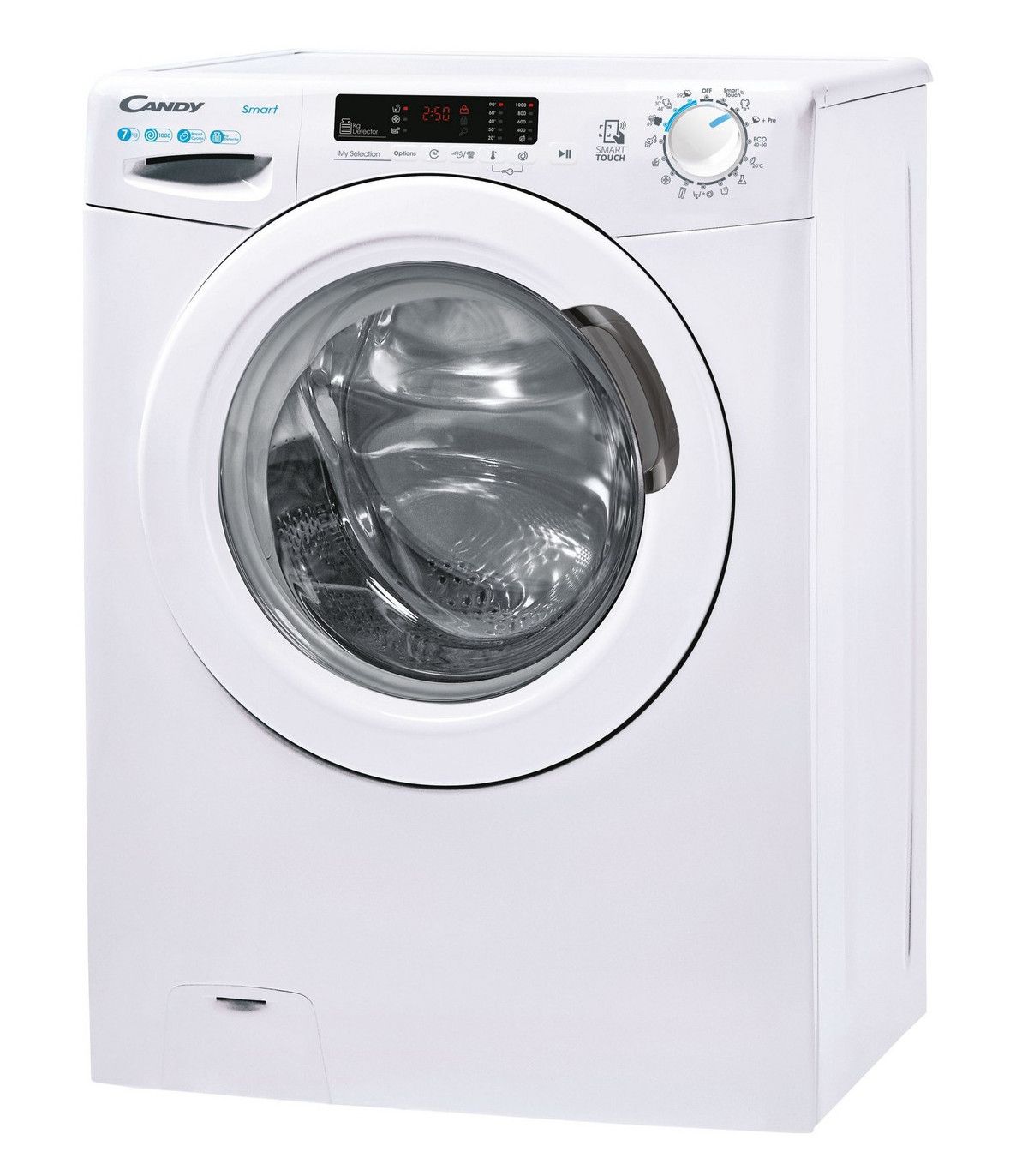 Masina de spalat rufe Candy Smart CS4 1072/1-S, SLIM, 7 kg, 1000 rpm, Clasa D, Easy Iron, Kg Detector, Alb